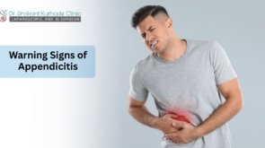 person feeling appendictis pain